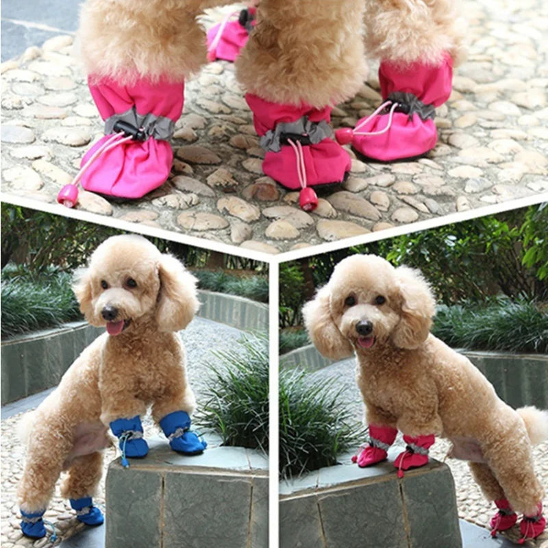 4pcs Water-Resistant Dog Shoes For Small Dogs -pet waterproof booties/ footwear/ heat protection - Protect Your Pet's Paws And Keep Them Dry,Outdoor rain boots for dogs
