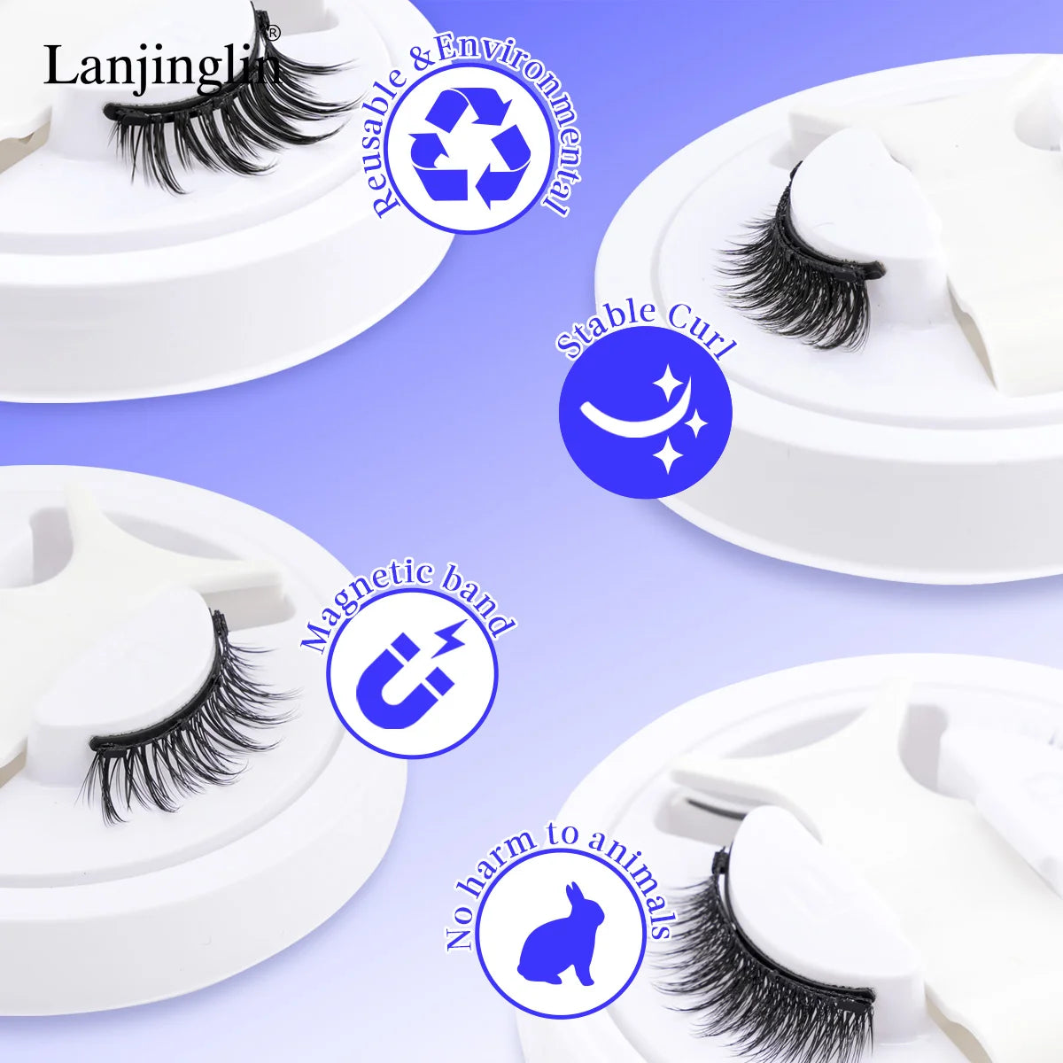 Magnetic False Lash Kit Eyelashes (Cat eye) Reusable, natural full look, easy to apply