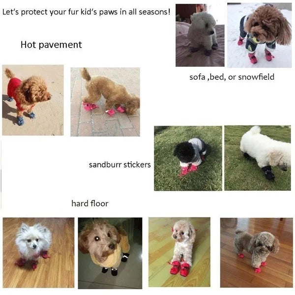 4pcs Water-Resistant Dog Shoes For Small Dogs -pet waterproof booties/ footwear/ heat protection - Protect Your Pet's Paws And Keep Them Dry,Outdoor rain boots for dogs