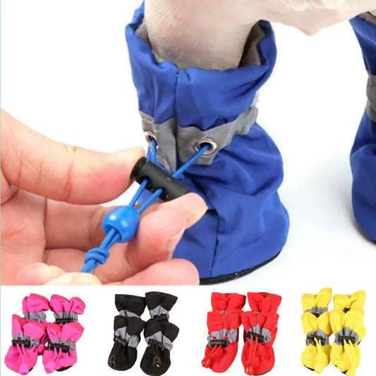 4pcs Water-Resistant Dog Shoes For Small Dogs -pet  waterproof booties/ footwear/ heat protection -  Protect Your Pet's Paws And Keep Them Dry,Outdoor rain boots for dogs